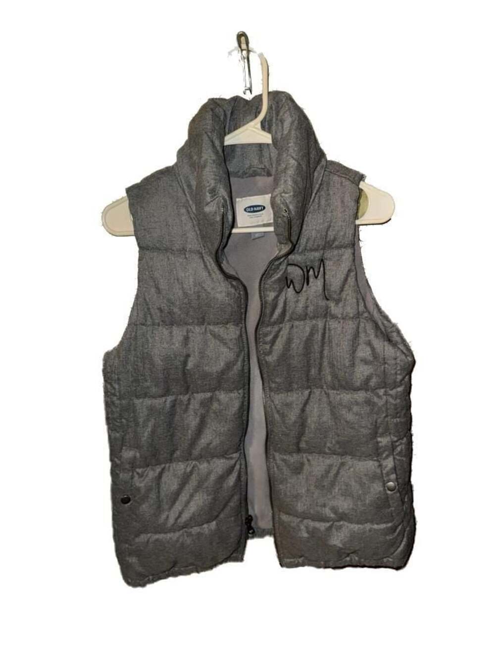 Old Navy Women's Gray Fleece-Lined Quilted Puffer Vest
